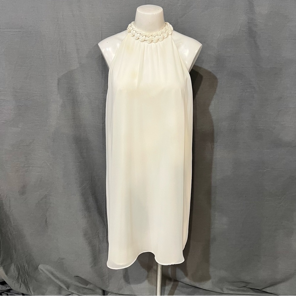 Naked Zebra Ivory Halter Mini Dress